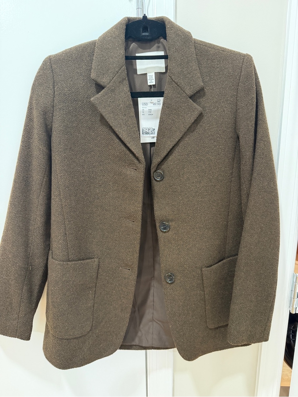 H&M Brown Tailored Wool-Blend Blazer